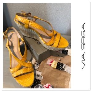 Via Spiga espadrille wedge sandals in yellow